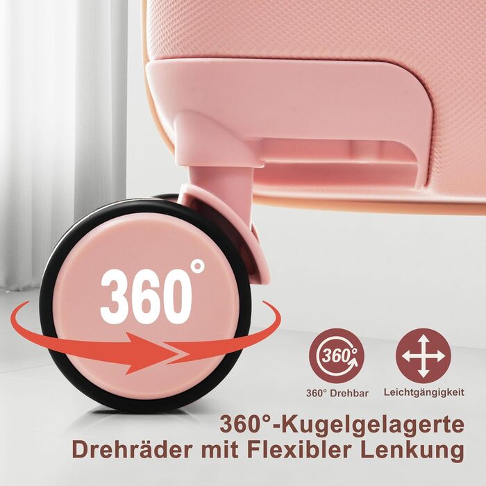 Набір валіз Merax 3 шт. з жорстким корпусом (20/24/28 дюймів), рожевий та хакі, 5-ти частинний