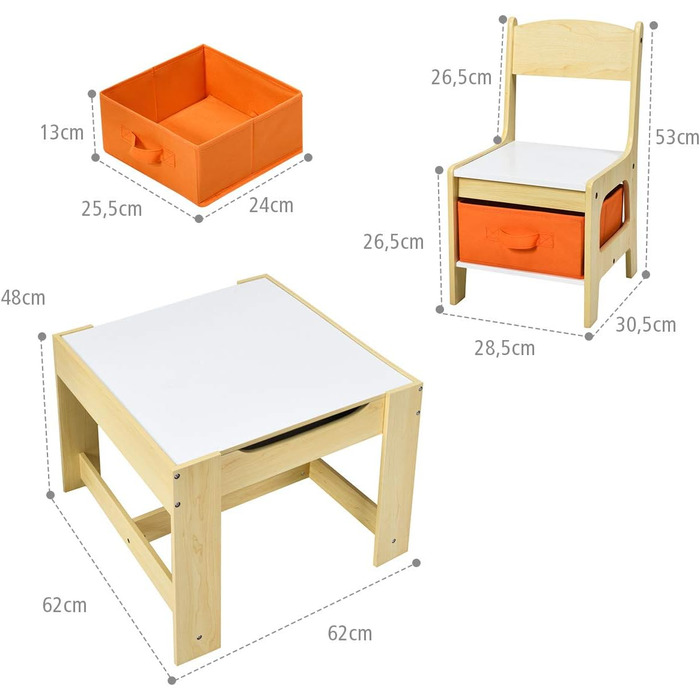 Дитяча група розсадки стіл і 2 стільці, стіл для малювання 3 в 1 / стіл для занять / стіл для шкільної дошки, 3-7 років, 3 шт.