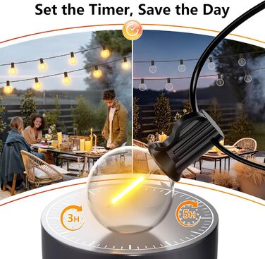 Ланцюжок вогнів GLUROO для вулиці, диммування, 45.7м, водонепроникний, з пульт, 75+2 G40, LED, для саду