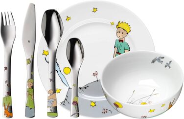 Набір дитячого посуду WMF Der kleine Prinz, 6 предметів – нержавіюча сталь, персоналізована гравірування, придатний для миття в посудомийній машині, подарунок на народження або хрещення