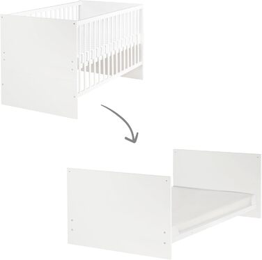 Дитяче ліжко-гойдалка Roba 'Антон' біле, з пеленальним столиком, 2 дверцята та 1 полиця, висота пеленального столику 90 см