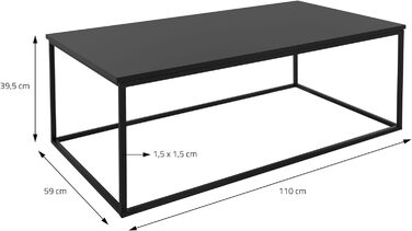 Журнальний столик ML-Design 110x39,5x59 см Чорний Прямокутна форма, Металевий каркас, Промисловий дизайн, Вхідний стіл, Журнальний стіл Стіл для вітальні Консольний стіл Диванний стіл Стіл для передпокою Декоративний стіл 110 x 39,5 x 59 см