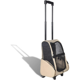 Складна сумка-візок для собак з рюкзаком для транспортування (бежевий)
