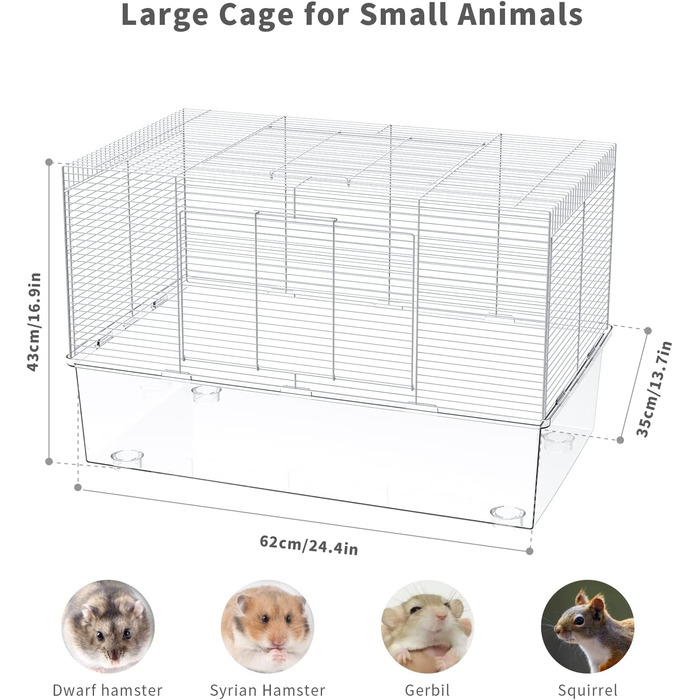 Клітка хом'яка Bucatstate з аксесуарами, включаючи безкоштовне колесо, пляшку з водою, Миску для їжі та іграшки для укриття хом'яків, велику клітку хом'яка для гнома, сирійця, дегуса дерев'яна
