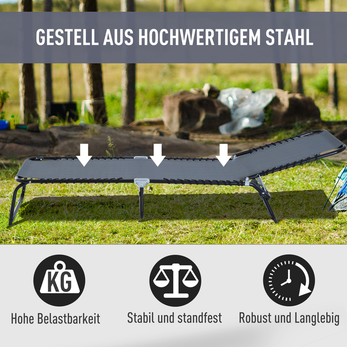 Шезлонг складний для саду, лежак для відпочинку з 4-позиційним регулюванням спинки, стійкий до погодних умов кемпінговий лежак, витримує до 120 кг, ідеально підходить для саду, пляжу, басейну, сірого кольору.