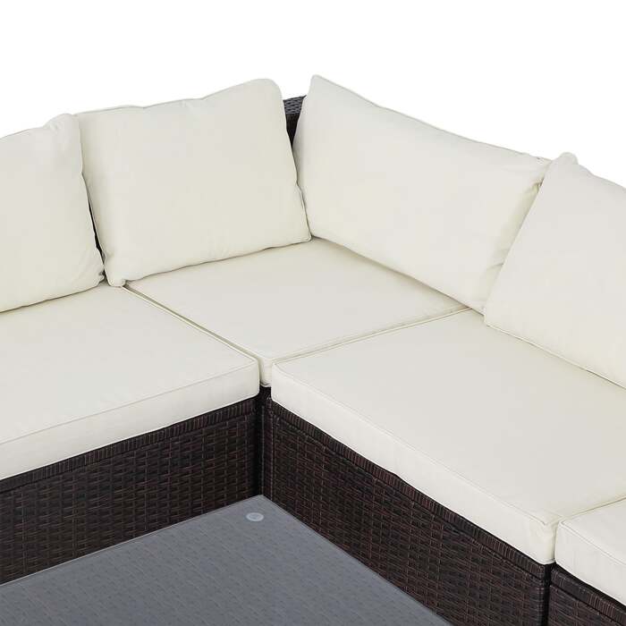 Садовий комплект меблів CASARIA Premium XL з поліратангу, 16 елементів, модульний, зі столом і м'якими подушками