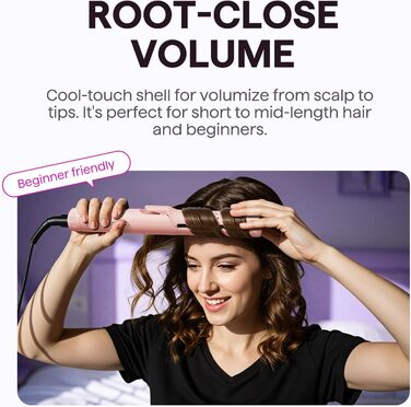 Локкенстаб Wavytalk 2-в-1: випрямляч та завивка з охолодженням 360°, рожевий, нагрів за 30 секунд