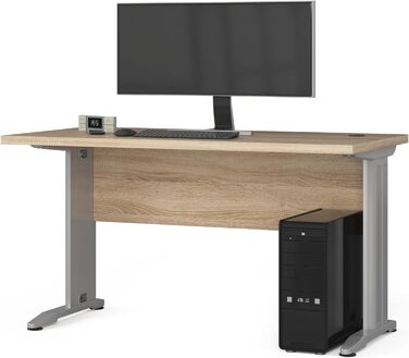АКОРД Письмовий стіл Офісний стіл Комп'ютерний стіл з металевими ніжками Ширина 135 см Стіл для ноутбука для домашнього офісу Сучасний дизайн Край ABS Ламінована плита 32 см (Дуб сонома)