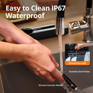 Бездротовий термометр для м'яса з Bluetooth, 100 м, розумні рецепти, LED-дисплей, для приготування їжі, кухні, BBQ, грилю