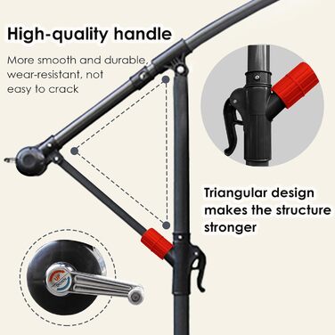 Садова парасолька від сонця Alu Ampelschirm з ручкою-курбою, Ø300 см, сіра, з UV-захистом та водовідштовхувальним покриттям