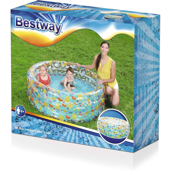 Дитячий басейн Bestway, Sea Life, різнокольоровий, 150 x 53 см 150 x 53 см одномісний