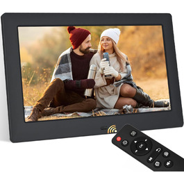 Цифровий фоторамка TSITSC 8.7 дюйма, IPS-дисплей 1024*768, календар, музика, фото/відео програвач, підтримка USB/SD, з пультом дистанційного керування (Чорний)