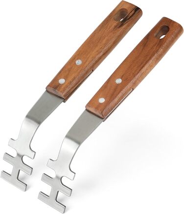 Набір гриль-посуду Onlyfire 4-в-1: щипці, лопатка, виделка, щітка з нержавіючої сталі та акації, з ручками та петлями для підвішування