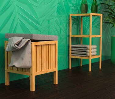 Стілець для ванної кімнати з бамбука EISL BMBA02-BH2, з місцем для білизни, 35x45x35 см