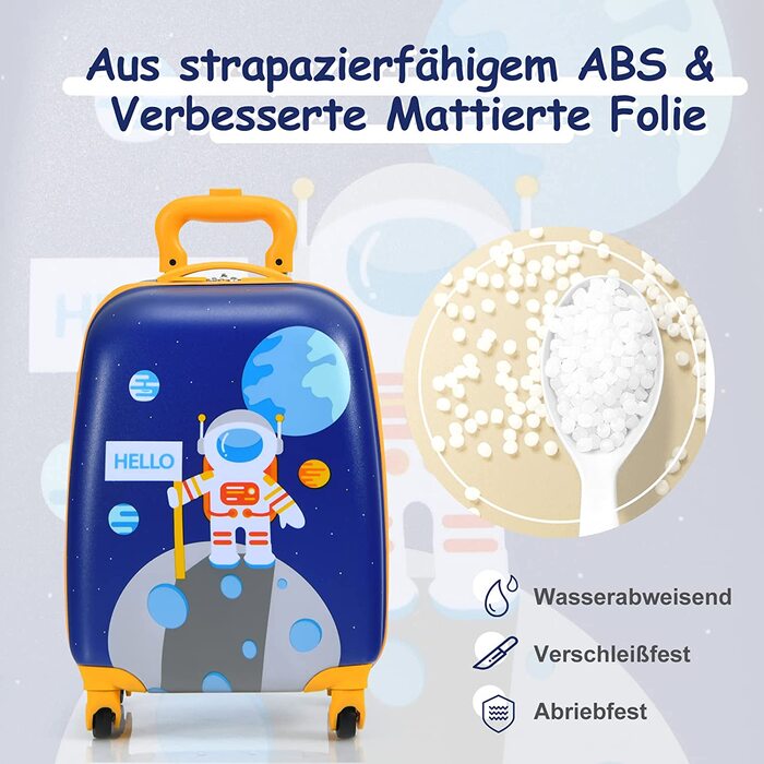 Приготування снів по 2 шт. Дитяча валіза і рюкзак, Дитяча валіза 16 12 , дитячий візок для дитячої поклажі, Ручна поклажа, дитяча Дорожня сумка, валіза з твердим корпусом (16 дюймів 12 дюймів, модель космонавта)