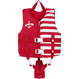 Дитячий рятувальний жилет, плавальний жилет для хлопчиків і дівчаток, плавальний жилет з неопрену, для навчання плаванню, плаваюча куртка червоного кольору для 3-4 років (1 упаковка)