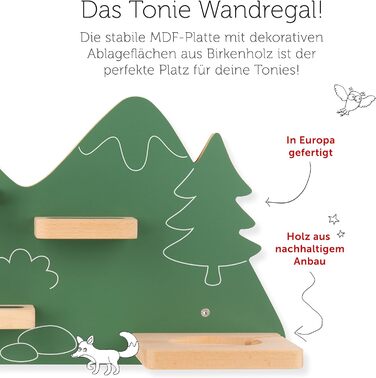 Полиця Tonies Підемо на чарівну гору, полиця для Toniebox і фігурок, середня полиця в лісовій зелені до 25