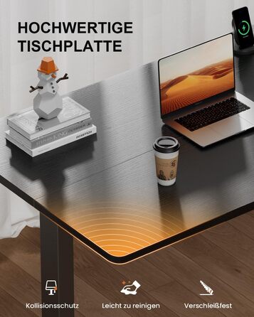 Регульований стіл з підняттям USB-портами та розеткою, 100 x 60 см. Електричний стіл, комп'ютерний стіл з пам'яттю 3-ох функцій, білий колір (чорний, 100 x 60 см)