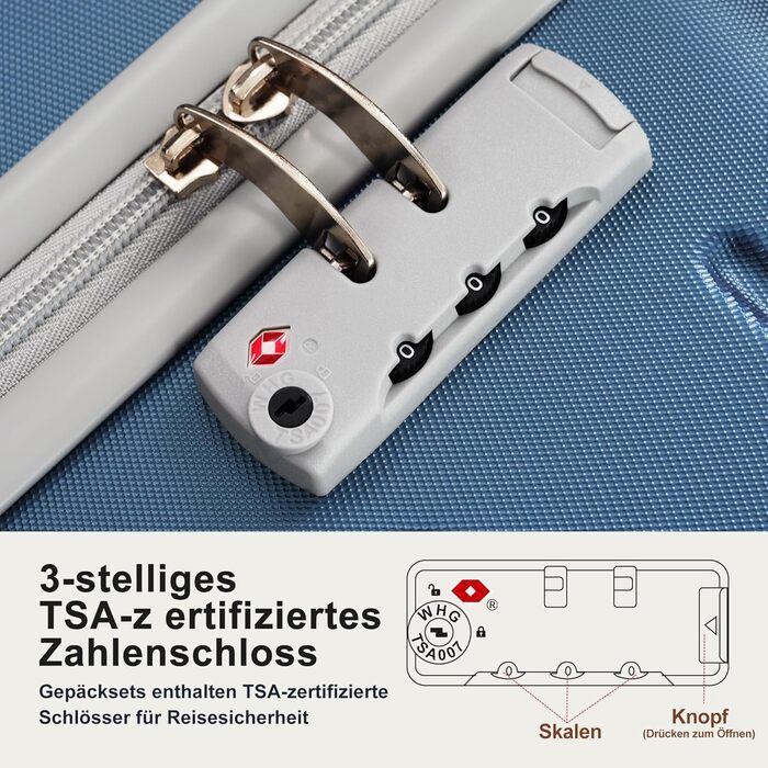 Набір валіз Merax 3 шт. з жорстким корпусом, 20/24/28 дюймів (Синій та Сірий)