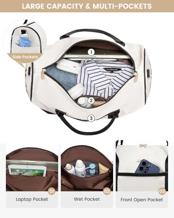 Сумка-мішок LOVEVOOK для жінок: дорожня, спортивна, з відділенням для взуття та мокрих речей, 2 шт. у наборі, 35л, бежевий & хакі