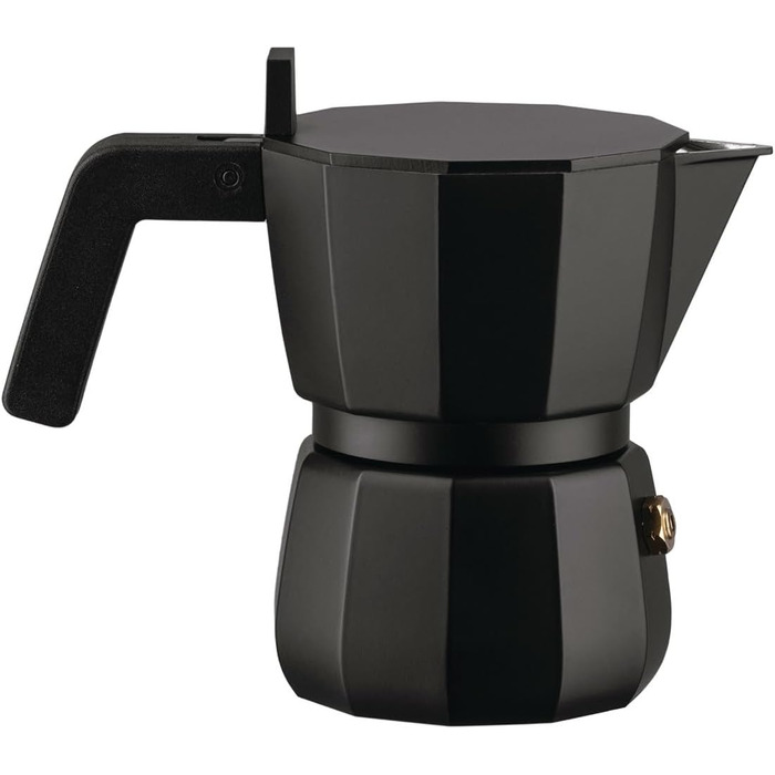 Кавоварка гейзерна Alessi Moka DC06/6 B - 1чашка, чорний колір, з алюмінію
