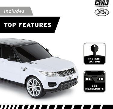 Радіокерований автомобіль CMJ Range Rover Sport 1:18, білий, 2.4 GHz, з робочими фарами, офіційна ліцензія