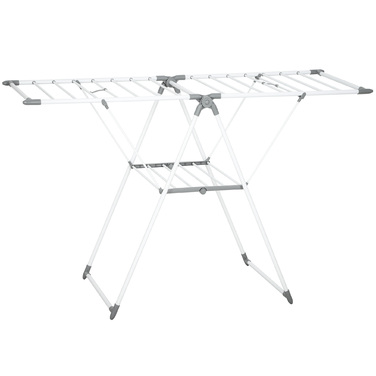 Сушарка для білизни розкладна, 1,565 м довжини, з 2 ярусами, регульовані крила, сушилка для одягу на крилах, біла