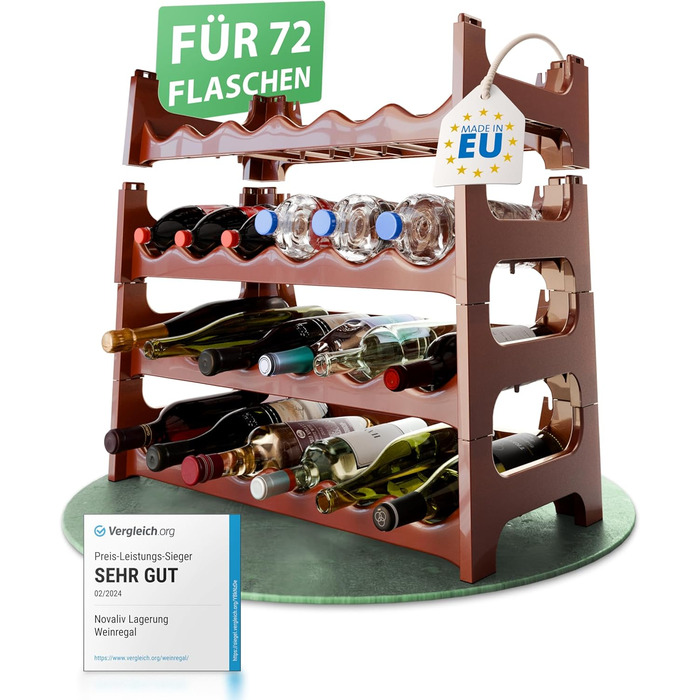 Стелаж для пляшок Novaliv на 36 пляшок з пластику, розширюваний, для вина, напоїв, спиртних напоїв