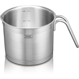 Каструля KHG 14 см з нержавіючої сталі, 1,5 л, індукційна, для всіх типів плит, з високим бортиком