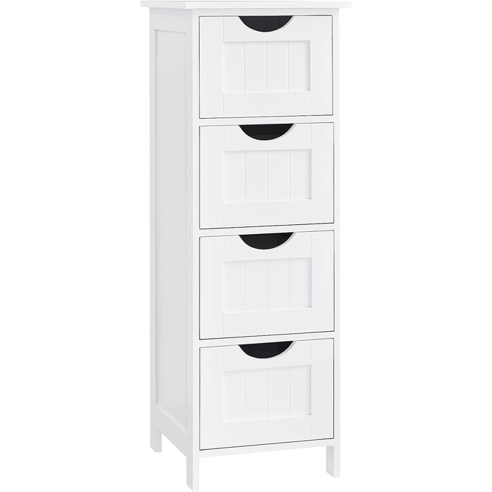 Шафка для ванної кімнати VASAGLE з 4 висувними ящиками, 30 x 30 x 82 см, білий колір, для ванної, вітальні, кухні