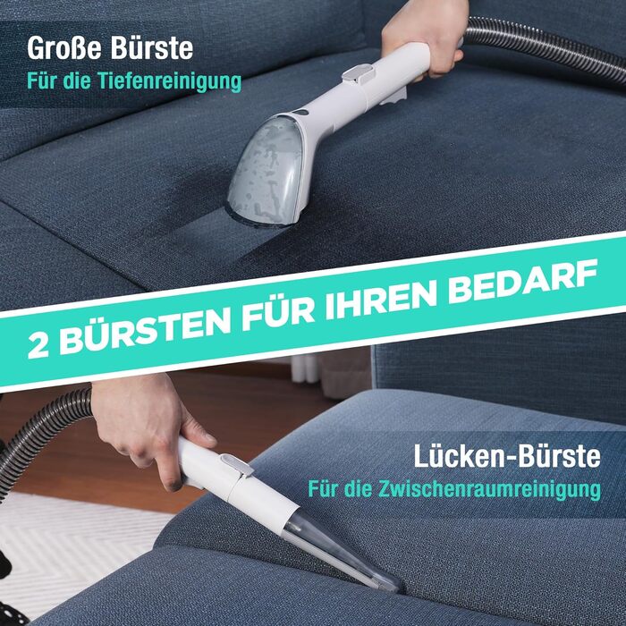 HAUSHOF StainZapper Pro: мийка для килимів та меблів, 450W, 12kPa, 1.5+0.8L, з миючим засобом та щіткою для швів. Ефективний видалення плям з килимів, диванів, меблів та авто.