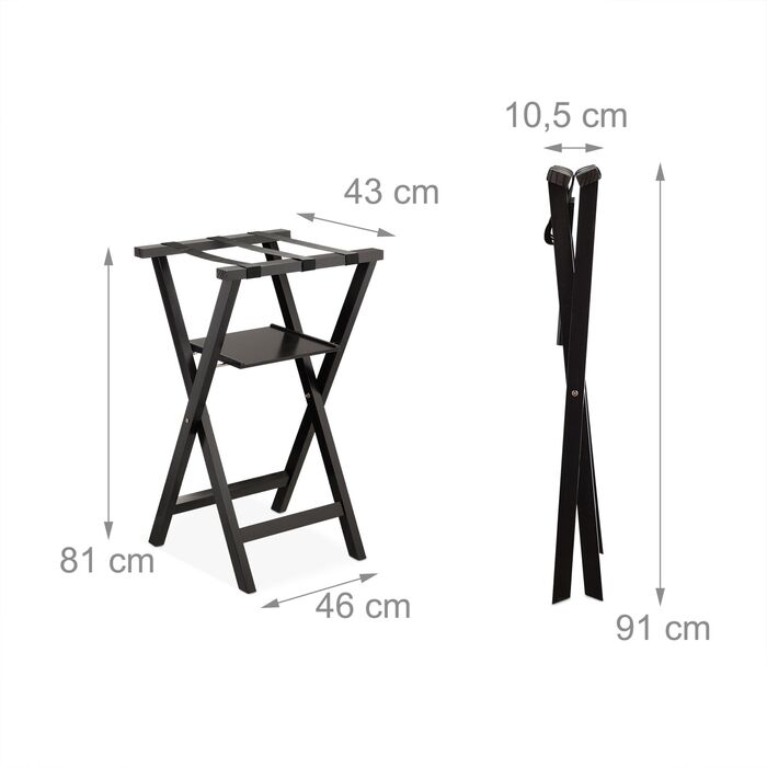 Підставка для валізи Relaxdays чорного кольору з полицею