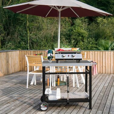 Royal Gourmet Grillwagen: Робочий стіл-гриль для барбекю на відкритому повітрі 85x50 см (нержавіюча сталь)