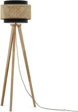 Стійка лампа Vicco Morten з ротангу, 45 см - торшер для читання, чорний