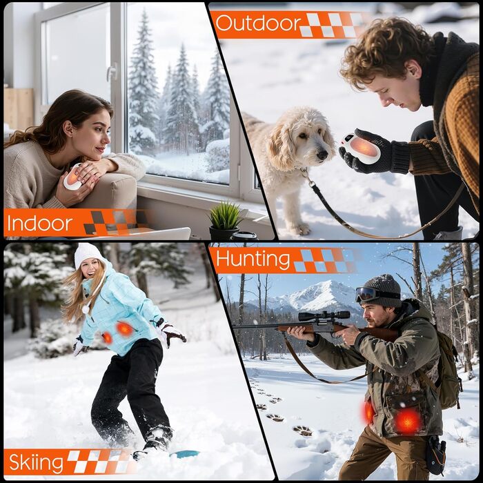 Електричний грієчка для рук 2 шт., 12000 мАг, з магнітною двосторонньою системою нагріву та цифровим індикатором температури та заряду батареї, для відпочинку на природі/кемпінгу (білий-рожевий)