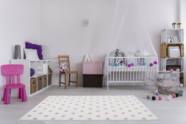 Килимок для дитячої кімнати Livone для малюків з точками і колами кремово-рожевого кольору (120 х 170 см)