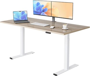 Електричний стіл E.For.U 180x80 см з регулюванням висоти, 2 мотори, телескопічна конструкція, 4-позиційна пам'ять, стільниця чорний + дуб, білий + горіх