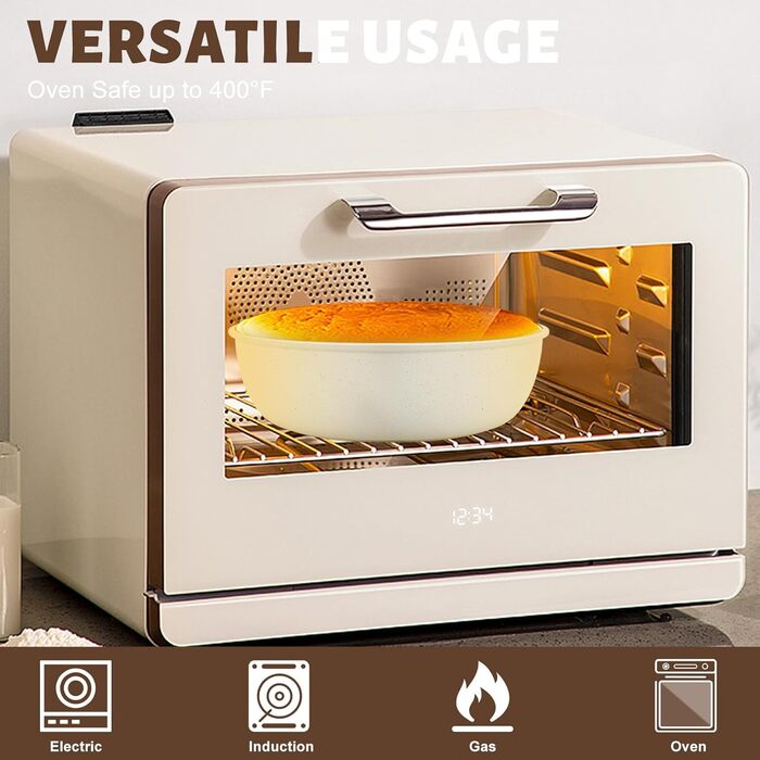 Набір посуду Numola 10 предметів: каструлі та сковорідки з антипригарним покриттям, знімні ручки, керамічний набір посуду, для індукційних плит, для дому та подорожей, безпечний для миття в посудомийній машині