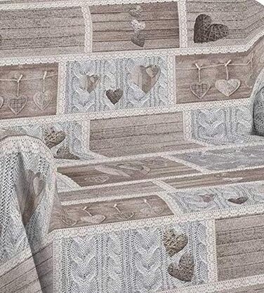 Плед диванний барвистий візерунок Шеббі Шик 250 x 290 см - Універсальний бавовняний плед - Літнє покривало Granfoulard Літня ковдра Двоспальне ліжко - Ross (бежевий, 2 площі - 250X290)