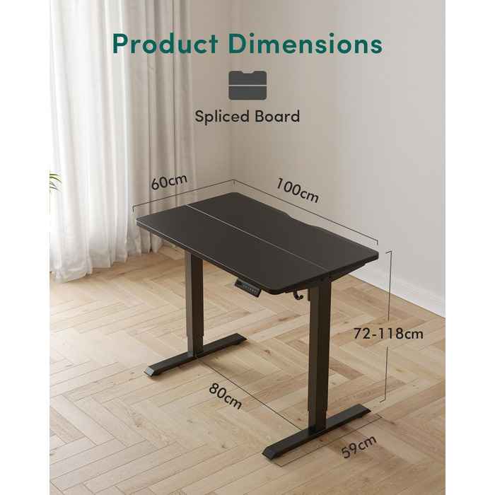 Електричний стіл Cubiker з регулюванням висоти, T-подійна металева ніжка, пам'ять налаштувань, антиколізійна система, біла стільниця