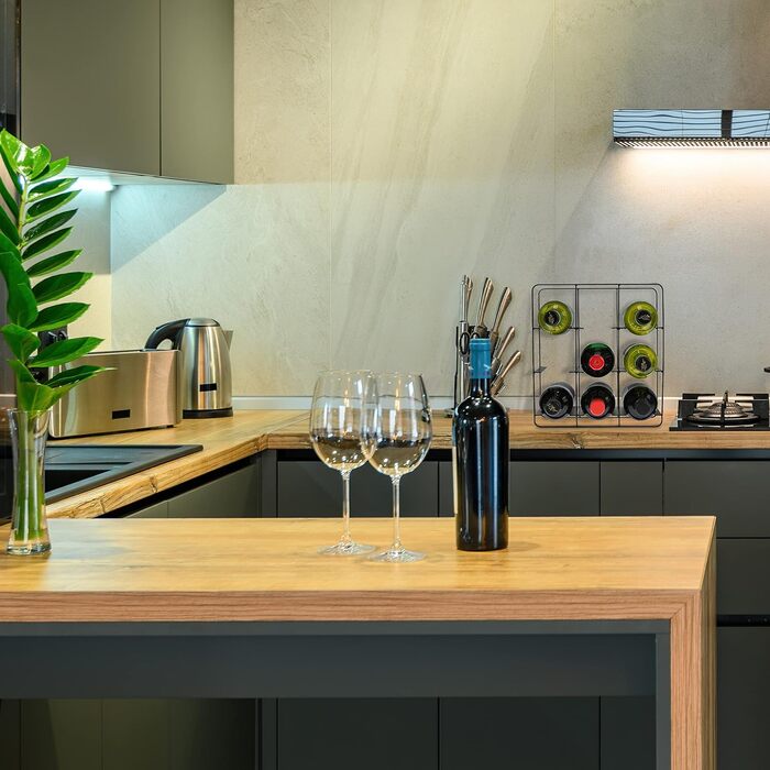 Стійка для вина Relaxdays металева на 9 пляшок, чорна, 30.5x27.5x20 см - підлоговий тримач для кухні та вітальні