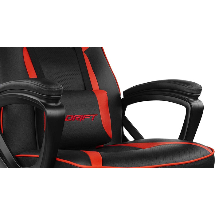 Крісло DRIFT GAMING DR50 -DR50B - професійне, регульоване по висоті, крісло-гойдалка, м'які підлокітники, штучна шкіра, 67 х 122-131 х 67 см (Червоний, геймерське крісло)