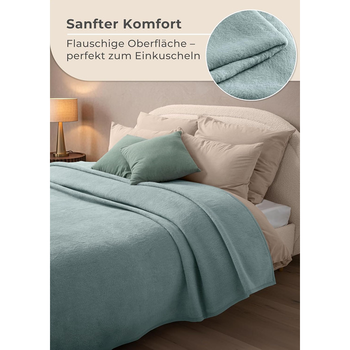 Плед LAYENBURG Premium з бавовняного міксу, 150x200 см, Eukalyptus (Евкаліпт), сертифікат Oeko-Tex 100