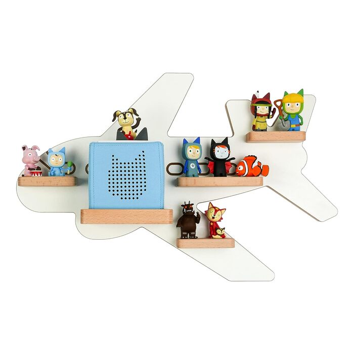 Дитячий літачок MR TEDDY BEAR Дерев'яна полиця для Toniebox і Tonies Полиця Tonie виробництва ЄС Настінна полиця для гри та колекціонування Для дівчаток і хлопчиків Білий