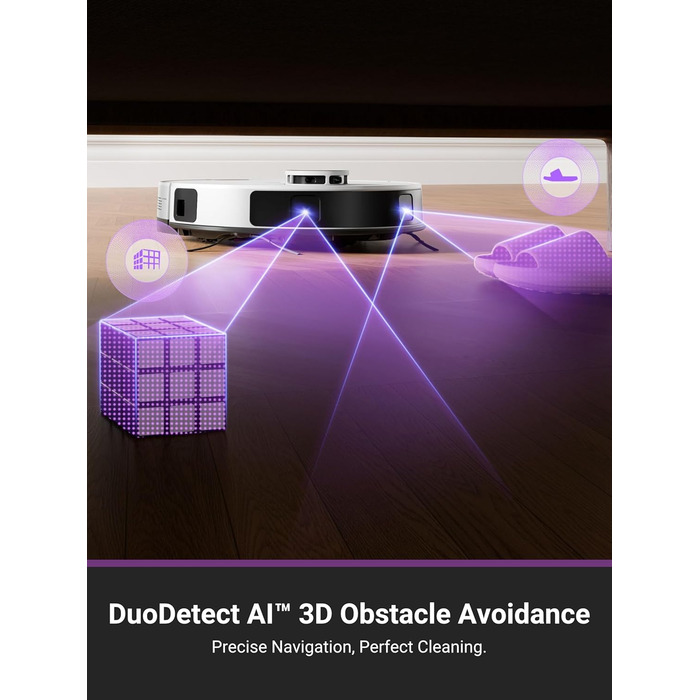 Робот-пилосос EUREKA E20 Plus з самостійною станцією спустошення, 8000Pa, функція миття підлоги, 45 днів автономної роботи, захист від заплутування волосся, AI 3D уникнення перешкод, підходить для світлих підлог