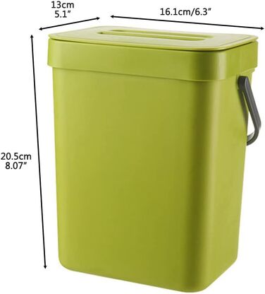 Органічне відро для компосту Boxwizard відро для компосту для кухні невеликий контейнер для компосту 3 л кухонний контейнер для сміття побутової навісний контейнер з кришкою Компостер для сміття у ванну кімнату / спальню в приміщенні (зелений, 3 л 16.1*13