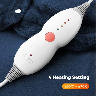 Електричний нагрівальний килимок для спини, шиї та плечей 60 x 85 см, 4 температурні режими, з автовимкненням та захистом від перегріву, можна прати в машині (Блакитний)