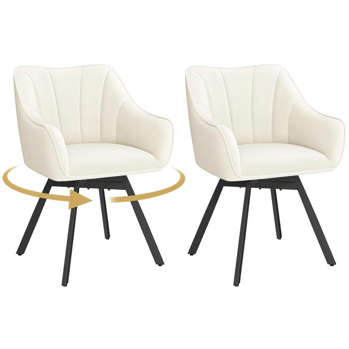 Набір з 2-х обертових кухонних стільців Yaheetech з підлокітниками та металевими ніжками, бежевий