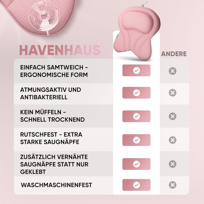 Преміум подушка для ванни XXL рожева | Додаткові подушки для шиї та плечей | Швидковисихаюча, пральна подушка для ванни з 4 великими присосками | Подушка для ванни рожева XX-Large