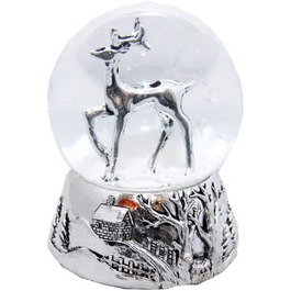 Снігова куля олень срібло Срібна підставка пейзаж з музичною скринькою Білий Різдвяний діаметр 100 мм